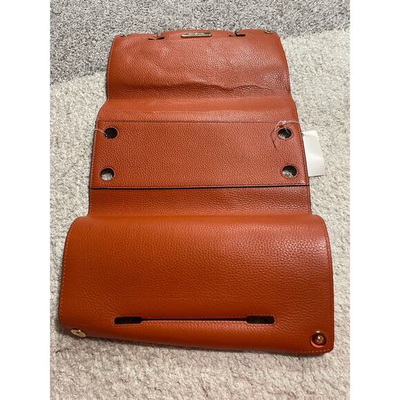 Michael Kors Selma Swap Medium Solid Top Zip Satchel Cover Orange Tan Logo Purse - Picture 2 of 12